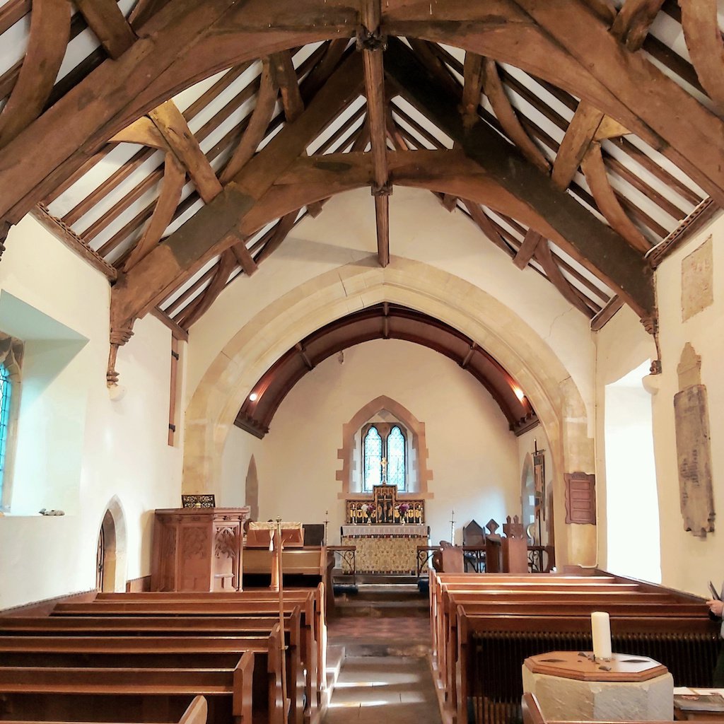 interior of medieval church of St Senwyr