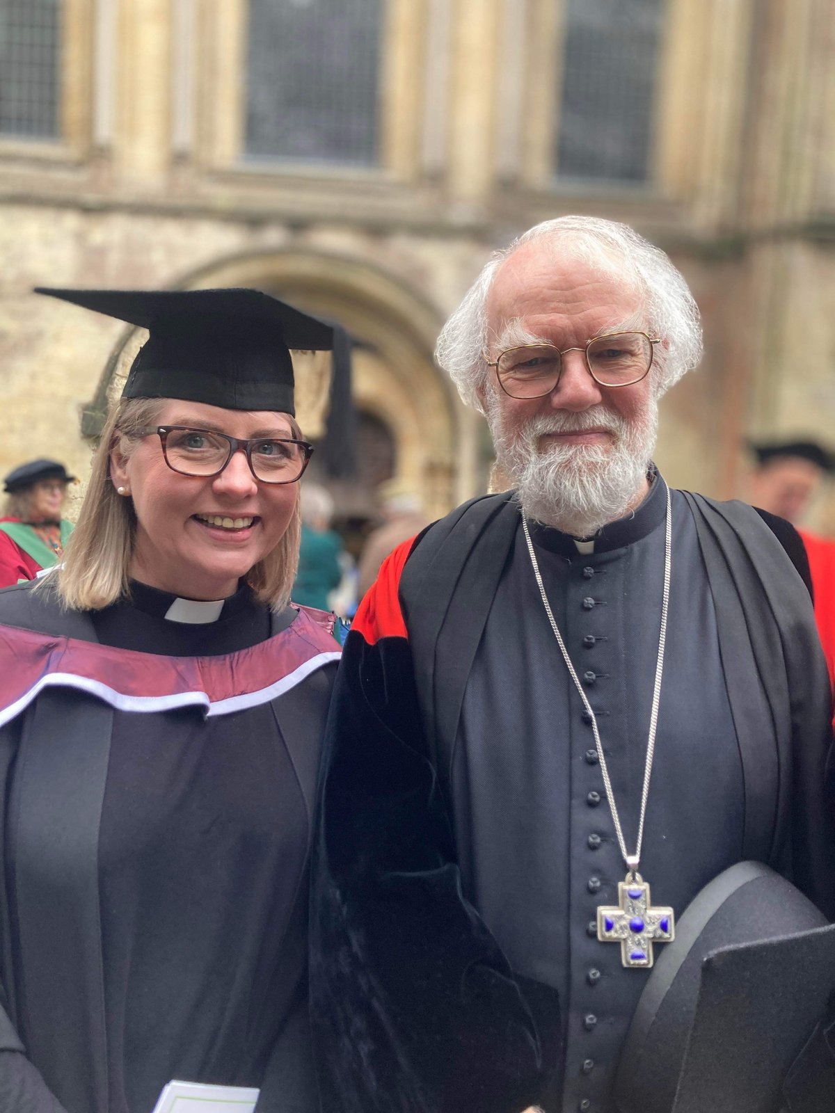 Rev Emma Ackland with Bishop Rowan Williams