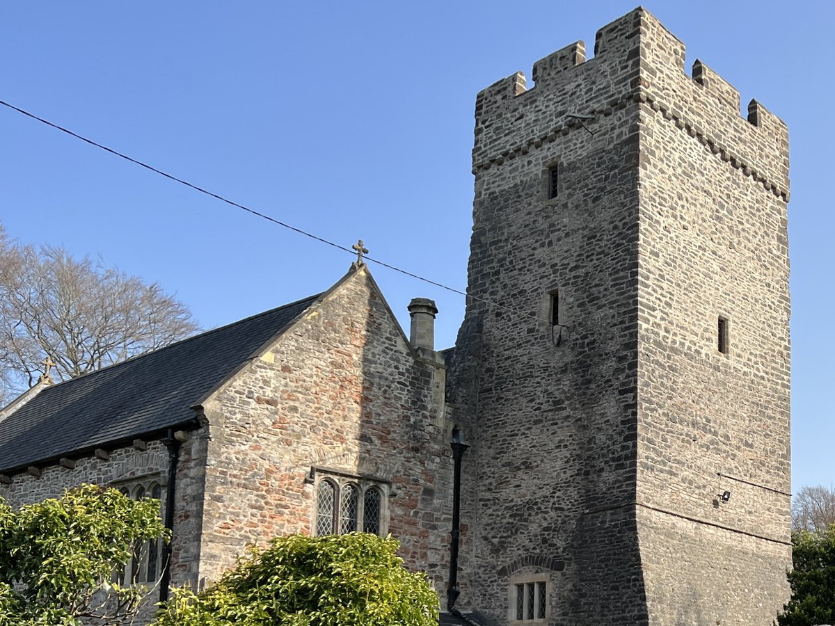 view of church tower and churchyard
