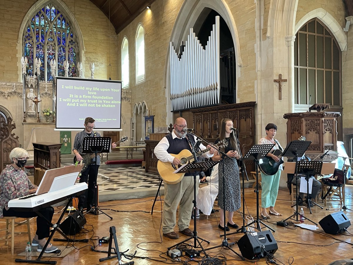 Steve Lock and his daughter in a worship band