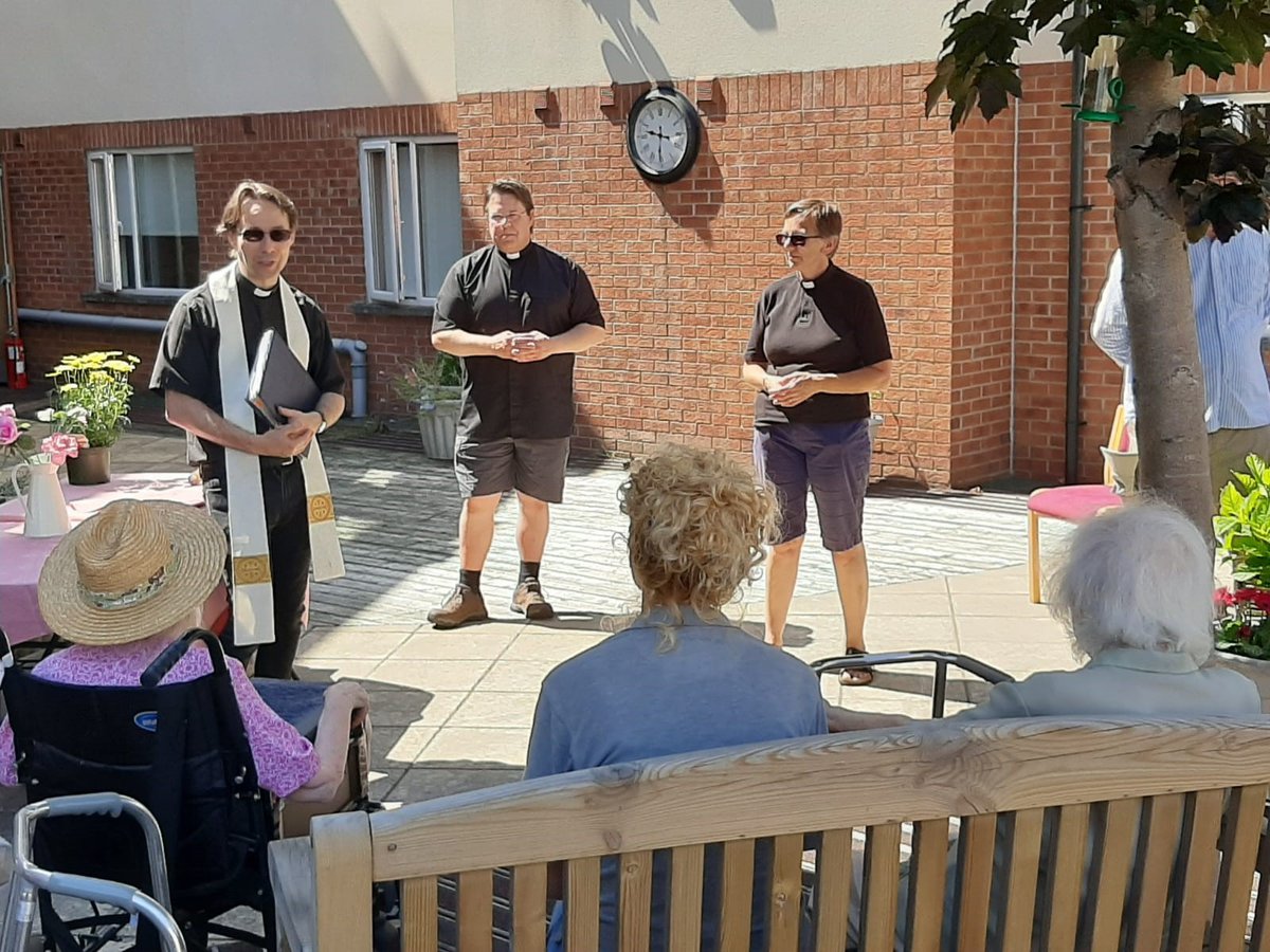 Jesse Dave and Jan at a care home blessing