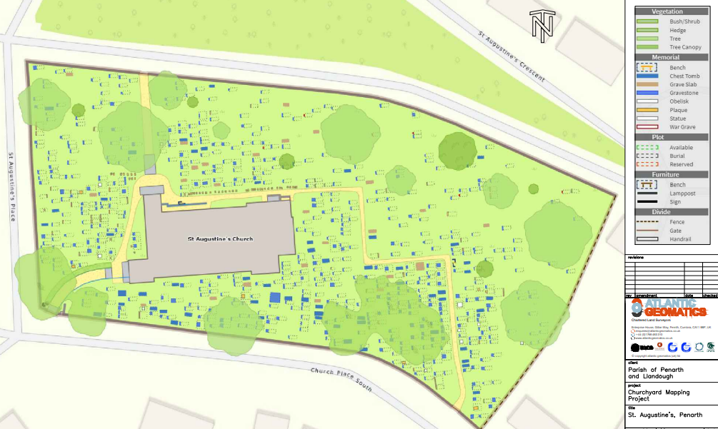 St Augustine's Churchyard Penarth digitised map