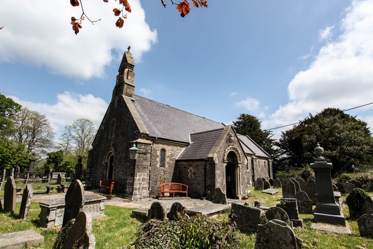Exterior of St Mabon's Church on a sunny day