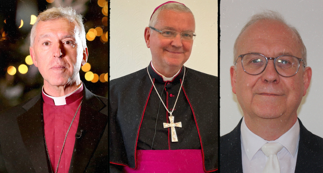 The Anglican Archbishop of Wales, Andrew John, the Roman Catholic Archbishop of Cardiff and Bishop of Menevia, Mark O’Toole, and the Moderator of the Free Church Council of Wales, Simon Walkling
